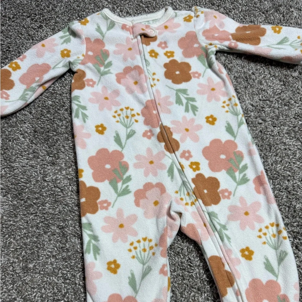 Carter's Baby Girl Floral Fleece Footie Pajamas Size 3-6 Months